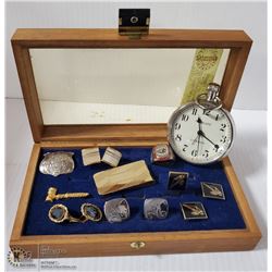 MENS VINTAGE JEWELRY BOX FILLED WIT ESTATE JEWELRY