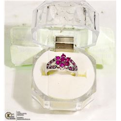 STERLING SILVER RING WITH PINK STONES