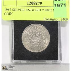 1967 SILVER ENGLISH 2 SHILLING COIN