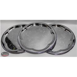 3 NEW JOHNSON ROSE 14" ROUND SERVING TRAYS