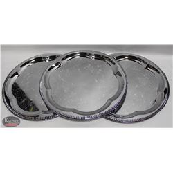 3 NEW JOHNSON ROSE 14" ROUND SERVING TRAYS