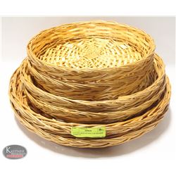 LOT OF 6 ROUND WILLOW WICKER BASKETS