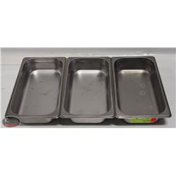 LOT OF 3 STAINLESS STEEL 1/3 SIZE INSERTS