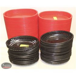 LOT OF 2 STACKS OF RED PLASTIC SERVING BASKETS W/
