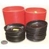 Image 1 : LOT OF 2 STACKS OF RED PLASTIC SERVING BASKETS W/