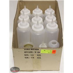 LOT OF 12 PLASTIC CONDIMENT SQUEEZE BOTTLES