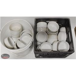 MILK CRATE & PAIL OF STACKING BROWNE PORCELAIN