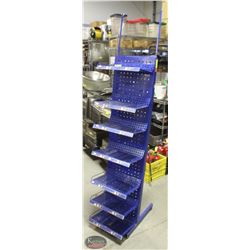 UPRIGHT SLANTED BLUE METAL PRODUCT DISPLAY RACK