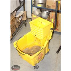 BRUTE MOP BUCKET W/ WRINGER W/ PLASTIC CAUTION