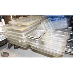 LOT OF VARIOUS POLY CARB INSERTS W/ LIDS