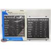 Image 1 : TWO 14" X 13" TABBEE BUSINESS HOURS HEADLINE SIGN
