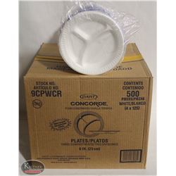 CASE OF 500 MULTI-PURPOSE 3 COMPARTMENT PLATES-9"