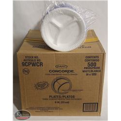 CASE OF 500 MULTI-PURPOSE 3 COMPARTMENT PLATES-9"