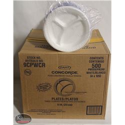 CASE OF 500 MULTI-PURPOSE 3 COMPARTMENT PLATES-9"