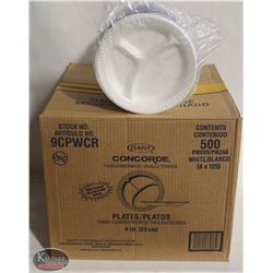 CASE OF 500 MULTI-PURPOSE 3 COMPARTMENT PLATES-9"