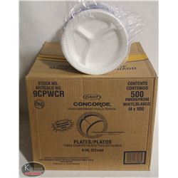 CASE OF 500 MULTI-PURPOSE 3 COMPARTMENT PLATES-9"