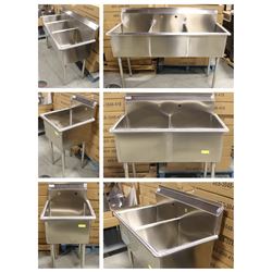 FEATURED LOTS: NEW STAINLESS STEEL COMMERCIAL SINKS