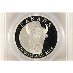 2014 CANADA BISON SILVER $20 PCGS PR70 DCAM