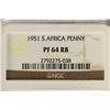 Image 3 : 1951 SOUTH AFRICA PENNY NGC PF64RB