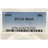 Image 3 : 1964 90% SILVER KENNEDY HALF DOLLAR PCGS MS65