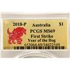 Image 3 : 2018-P AUSTRALIA YEAR OF THE DOG SILVER DOLLAR
