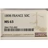 Image 3 : 1898 FRANCE 50 CENTIMES NGC MS63
