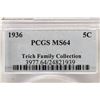 Image 3 : 1936 BUFFALO NICKEL PCGS MS64 TEICH FAMILY