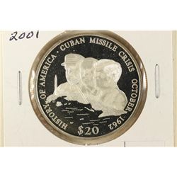 2001 LIBERIA CUBAN MISSLE CRISIS PROOF SILVER $20