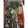 Image 2 : RED BIN WITH MISC., EXTENSION CORD, TOOLS, ETC.