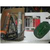Image 2 : BOX OF MISC. CAULKING GUNS, FLASHLIGHTS, FOLDING SHOVEL, CLAMPS, AIR RATCHET, ETC.