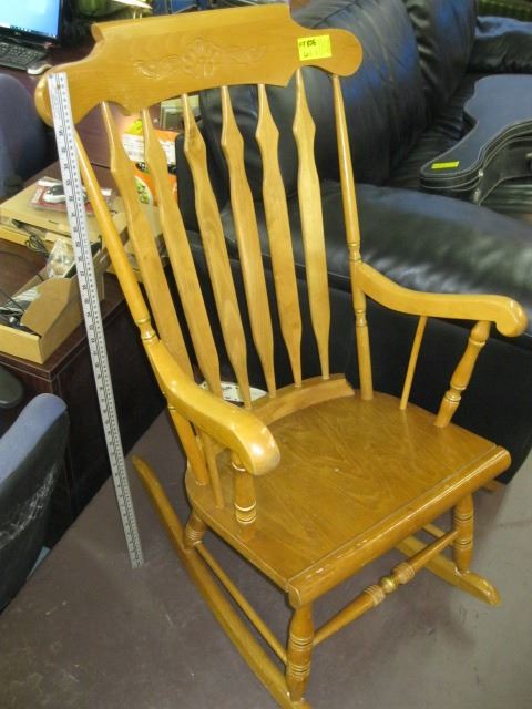 WOODEN NARROW BACK ROCKING CHAIR