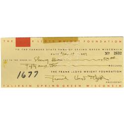 Frank Lloyd Wright Signed Check