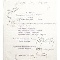 Leon Trotsky Typed Document Signed 1919