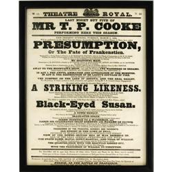 Lovely Framed 1838 Frankenstein Theater Broadsid