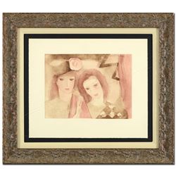 Marie Laurencin (1883-1956), "Two Women" Framed Lithograph, Plate Signed. (This