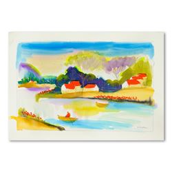 Moshe Leider, Original Watercolor Painting, Hand Signed with Letter of Authentic