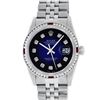 Image 3 : Rolex Mens SS Blue Vignette Diamond & Ruby Channel Set Diamond Datejust