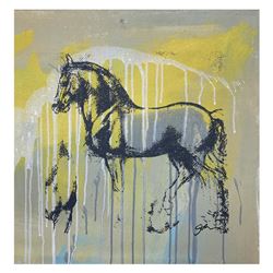 Gail Rodgers, "Leonardo's Horse" Hand Signed Original Hand Pulled Silkscreen Mix