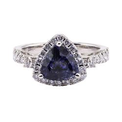 2.40 ctw Sapphire and Diamond Ring - 18KT White Gold