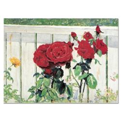 Perla Fox, "Roses" Hand Signed Limited Edition Serigraph with Letter of Authenti