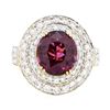 Image 2 : 6.64 ctw Oval Mixed Lavender Spinel And Round Brilliant Cut Diamond Ring - 18KT