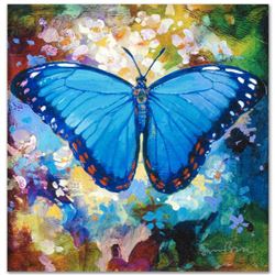 "Blue Morpho" Limited Edition Giclee on Canvas by Simon Bull, Numbered and Signe