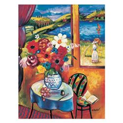 Oleg Nikulov, "Flower Vase with Countryside View" Hand Signed Limited Edition Gi