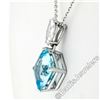 Image 3 : 14kt White Gold 4.12 ctw Cushion Aquamarine & Marquise Diamond Dangle Pendant