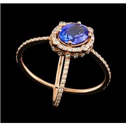 2.28 ctw Tanzanite and Diamond Ring - 14KT Rose Gold