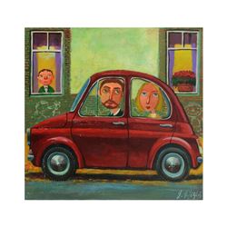 Mikheil Mikaberidze, Original Oil Painting on Canvas, Hand Signed Inverso with C