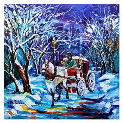 Yana Rafael, "Touring Central Park" Hand Signed Original Painting on Canvas with