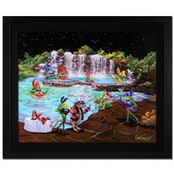 Michael Godard, "Olive Bunnies" Framed Limited Edition on Canvas, Numbered and S