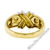 Image 7 : New 14kt Two Tone Gold Burnish Round Diamond Dual Finish "X" Band Ring