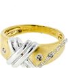 Image 8 : New 14kt Two Tone Gold Burnish Round Diamond Dual Finish "X" Band Ring